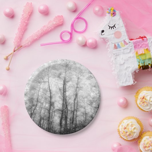 Aspen Trees - Schwarz und Weiß Pappteller (Party)