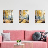 Aspen Trees Set von 3 Printen, Triptych, Wasserfar (Wohnzimmer)