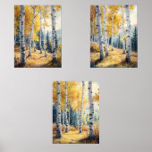 Aspen Trees Set von 3 Printen, Triptych, Wasserfar (Vorderseite)
