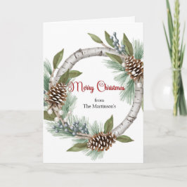 Aspen Wreath with Pinecones Christmas Card Feiertagskarte