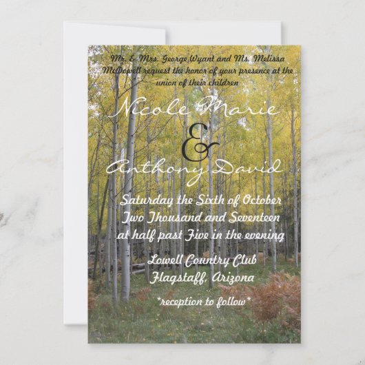 Aspen's Gelbglühen Einladung (Vorderseite)