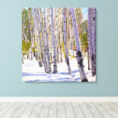 Aspens in Schneefälle drucken Leinwanddruck (Insitu (Holzboden))