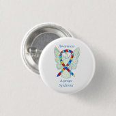 Asperger-Syndrom Angel Puzzle Ribbon-Buttone Button (Vorne & Hinten)