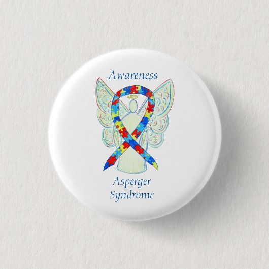 Asperger-Syndrom Angel Puzzle Ribbon-Buttone Button (Vorderseite)