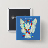 Asperger-Syndrom Engel-Puzzle-Ribbon-Buttone Button (Vorne & Hinten)