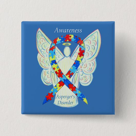 Asperger-Syndrom Engel-Puzzle-Ribbon-Buttone Button (Vorderseite)