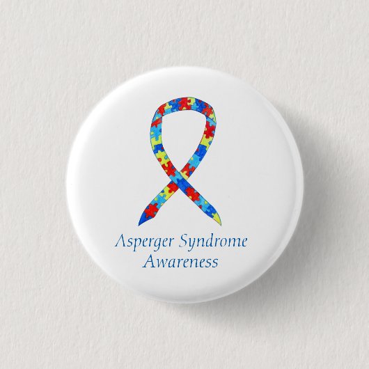 Asperger-Syndrom Puzzle Custom Ribbon-Buttone Button (Vorderseite)