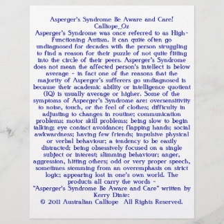 Asperger-Syndrom Seien Sie sich bewusst und pflege Flyer