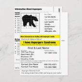 Aspergers Emergency Card Postkarte (Vorne/Hinten)