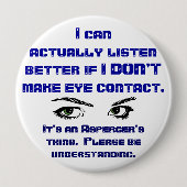 Aspergers/No Blickkontakt-Button Button (Vorderseite)