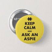 Aspergers-Syndrom-Bewusstsein behalte ruhiges Aspi Button (Vorne & Hinten)