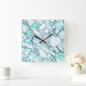 Áspero como rocha, num misto de ciano e menta quadratische wanduhr (Zuhause)