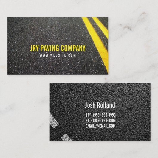 Asphalt, Pflaster, Bau, Straßenbau Visitenkarte (Vorne/Hinten)