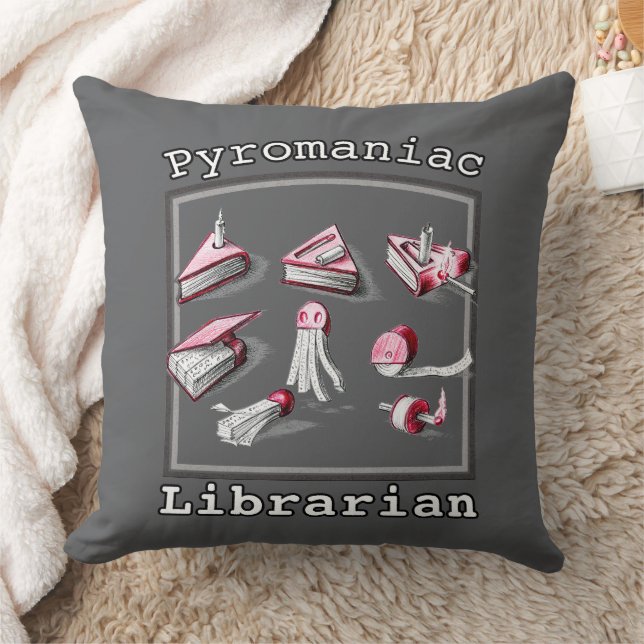Asphalt Square Sketted Pyromanac Librarian Kissen (Decke)