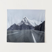 Asphaltstraße vor Schnee-Berg Wandteppich (Vorderseite (Horizontal))