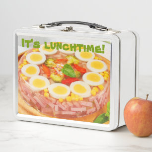 Aspic-Schinken-Gelatine-Salat Kochen im Stil der 1 Metall Brotdose