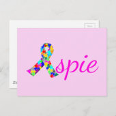 Aspie Niedlich Pink Asperger Syndrom Ribbon Postkarte (Vorne/Hinten)