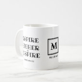 ASPIRE HIGHER Christliche Monogramm Kaffeemaschine Kaffeetasse (Vorderseite Links)