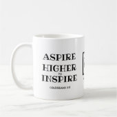 ASPIRE HIGHER Christliche Monogramm Kaffeemaschine Kaffeetasse (Links)