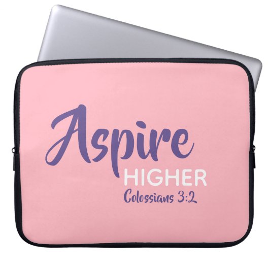 ASPIRE HIGHER Inspiration Christlich Pink Laptopschutzhülle (Vorderseite)