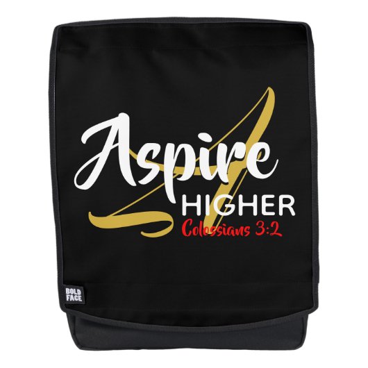 ASPIRE HIGHER Inspiration Christlich Schwarz Rucksack (Vorderseite)