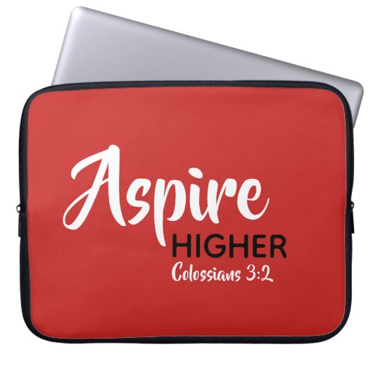ASPIRE HIGHER Inspiration Christliche Schrift Laptopschutzhülle (Vorderseite)