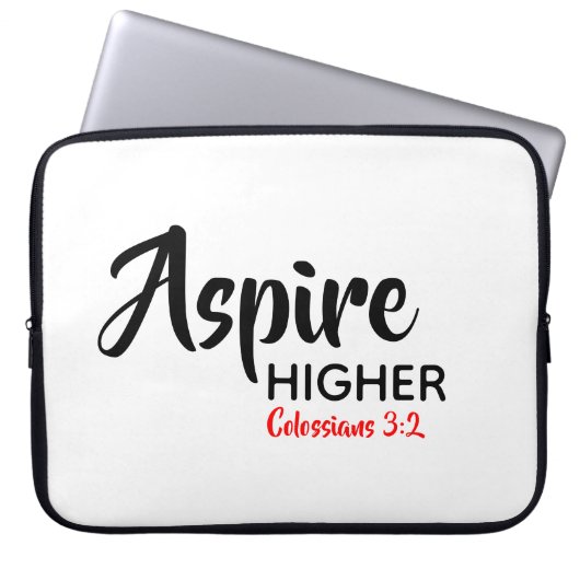 ASPIRE HIGHER Inspiration Christliche Schrift Laptopschutzhülle (Vorderseite)