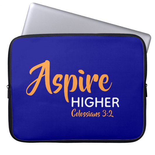 ASPIRE HIGHER Inspirational Christlich Blue Laptopschutzhülle (Vorderseite)