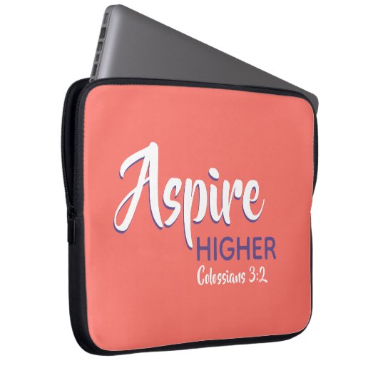 ASPIRE HIGHER Inspirational Christlich Coral Laptopschutzhülle (Vorne Rechts)