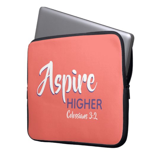 ASPIRE HIGHER Inspirational Christlich Coral Laptopschutzhülle (Vorderseite Links)