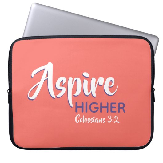 ASPIRE HIGHER Inspirational Christlich Coral Laptopschutzhülle (Vorderseite)
