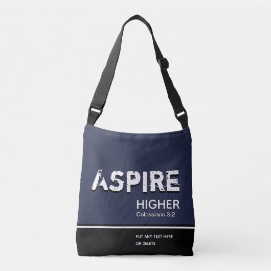 ASPIRE HIGHER Inspirational Christlich NAVY Tragetaschen Mit Langen Trägern (Vorderseite)