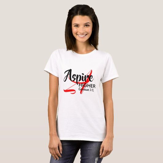 ASPIRE HIGHER Inspiriert Monogramm Christlich WEIS T-Shirt (Vorne ganz)