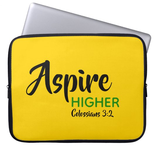 ASPIRE HÖHER Gelb Inspiration Christlich Laptopschutzhülle (Vorderseite)