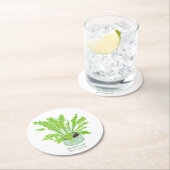 Asplenium Bird's Nestfarn - zeichnend auf Weiß. Runder Pappuntersetzer (Vor Ort)