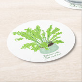 Asplenium Bird's Nestfarn - zeichnend auf Weiß. Runder Pappuntersetzer (Angewinkelt)