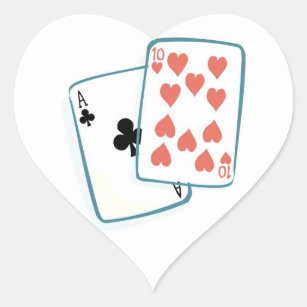 Ass and Zen of Hearts Playing Cards Hochzeitsherze Herz-Aufkleber