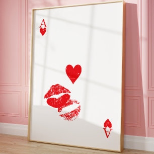Ass of Hearts Kiss Playing Card Wall Poster