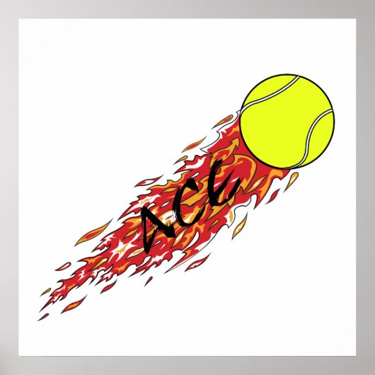 Ass-Tennisball Feuer Flammen Poster (Vorne)