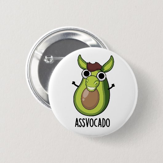 Ass-vocado Funny Avocado Pun Button (Vorne & Hinten)
