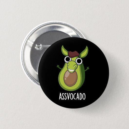 Ass vocado Funny Avocado Pun Dark BG Button (Vorne & Hinten)