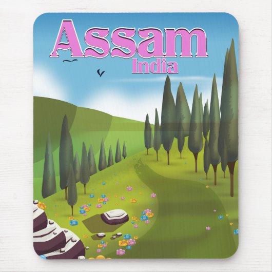 Assam India Reiseplakat drucken. Mousepad (Vorne)