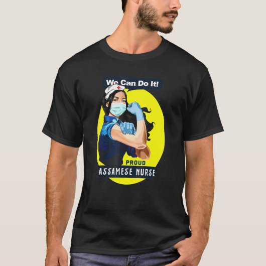Assamese Proud Frontline Worker Rosie Riveter Nurs T-Shirt (Vorderseite)