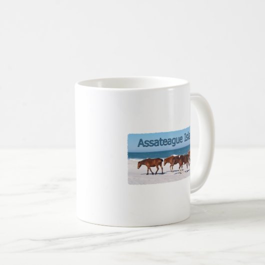 Assateague Insel (Ponys auf Strandlogo) Kaffeetasse (VorderseiteRechts)