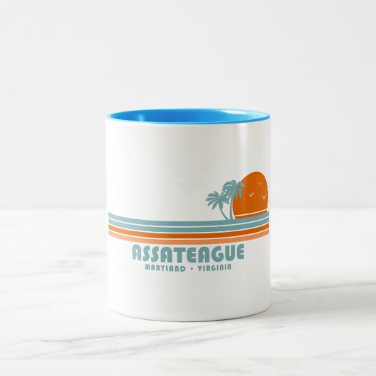 Assateague Island Maryland Virginia Sun Palm Trees Zweifarbige Tasse (Mittel)