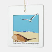 Assateague Island, MD Horseshoe Crab Seagull Beach Keramikornament (Links)