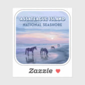 Assateague Island National Seashore Pferde Vintag Aufkleber (Blatt)