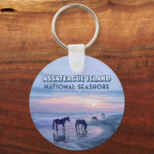Assateague Island National Seashore Pferde Vintag Schlüsselanhänger (Vorderseite)