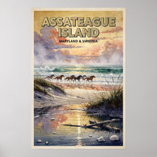 Assateague Island Retro Reise Poster