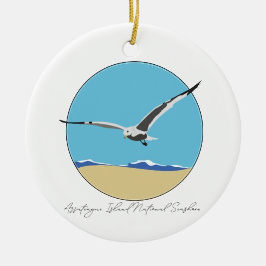 Assateague Island Sea Gull over Beach Keramik Ornament (Vorne)